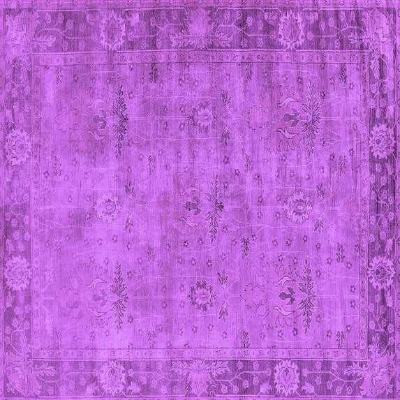 Ahgly Company Indoor Square Oriental Purple Industrial Area Rugs, 7' Square