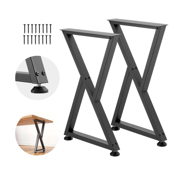 KFFKFF Table Legs, 29.1" H x 18.6" W Steel Furniture Legs, Modular Design, Easy Assembly, 2204 lbs Max Load Heavy Duty, Z Shape for Home Office Desk DIY, 2 PCS, Black