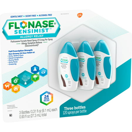 Flonase Sensimist Allergy Relief Nasal Spray, 120 Sprays, 3 Pack, 360 Sprays (The Best Nasal Spray For Allergies)