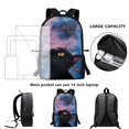 thumbnail image 6 of Uourmeti Black Cat Starry Sky Pattern Large Capacity Backpack for Camping School, Premium Wear Resistant Big Capacity School Bag Side Mesh Pockets School Backpack, 6 of 6