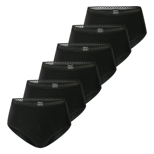 SCHIESSER Bragas midi para mujer, paquete de 6 - 6Pack Midi, algodón elástico, liso Negro 3XL (XXX-Large)