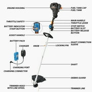 LawnMaster NPTGSP2517A No-Pull Gas Grass Trimmer with Electric Start 25cc 2 Cycle, 17 inch