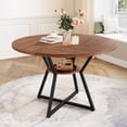 thumbnail image 2 of Costway 47" Round Dining Table for 4 with Storage Shelf, Wooden Tabletop, Metal Base, 2 of 10