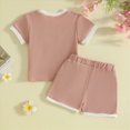 thumbnail image 4 of KPOPLK Baby Girl Summer Clothes 2 Piece Short Sleeve Waffle Knit Flower Embroidery with Elastic Waist Shorts Outfits Set 1t 2t 3t 4t 5t 6t(12-18 Months,Pink), 4 of 8