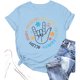 thumbnail image 1 of Camiseta informal de cuello redondo con letras estampadas para mujer, para el verano: tejido suave, estilo informal, tallas S-XXL, perfecta para el día a día., 1 of 3