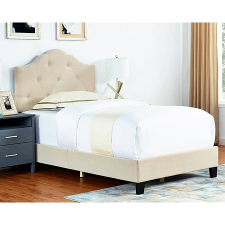 - Brianna Upholstered Bed with Button Tufting, Multiple Sizes and Colors