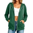 thumbnail image 2 of Mooqilaa Woemens Zip Front Hoodies, Drawstring Lightweight Casual Long Sleeve Fall Jackets with Pockets Army Green Size XL, 2 of 7