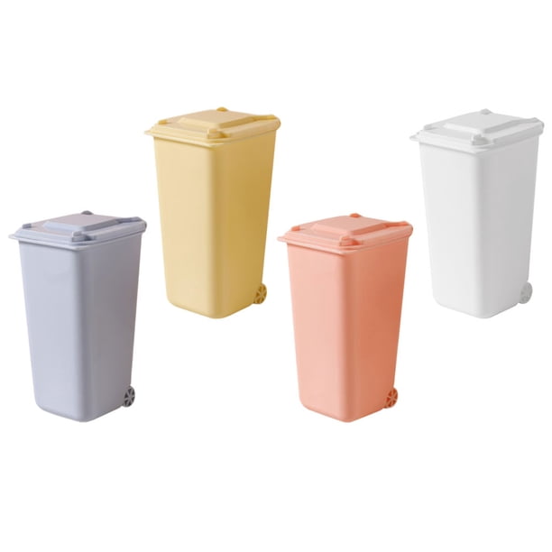 IDEANATEGRATE 4Ud Cubos De Basura De Escritorio Con Tapa Color Surtido Para Oficina Y Organización Creativa