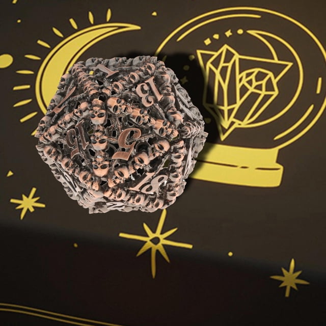 de dados DND de metal hueco - grande con poliédricos D20 - Steampunk, material de cobre ligero - de roles 3D PRG Cobre rojo Yotijar Dados huecos
