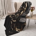 thumbnail image 3 of Rateoe Gold Rose Skull Pattern Flannel Throw Blanket, Ultra-soft Blanket for Bed, Couch, Car, Hypoallergenic Anti-pilling blanket-40"x30"(Vertical), 3 of 6