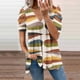 thumbnail image 2 of Gibobby Playera de Manga Corta Casual Suave Camiseta informal manga corta con cremallera y estampado retro para mujer(Caqui,M), 2 of 5