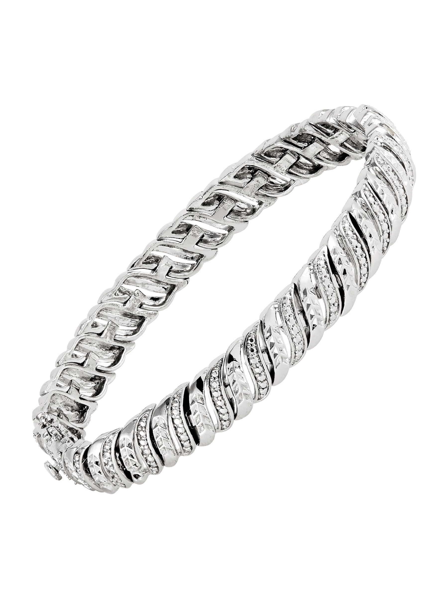 Women's Finecraft Tennis Bracelet with Diamonds in Rhodium-Plated Bronze, 7'