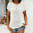 thumbnail image 2 of Lovskoo 2024 Women's Cap Sleeve Sweater Shirts Casual Crewneck Knit Short Sleeve Tops Lightweight T Shirts with Pocket White, 2 of 5