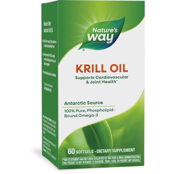 Nature's Way Krill Oil Softgels, Supports Cardiovascular and Joint Health*, Omega-3, Unisex, 60ct