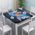 thumbnail image 3 of Blue Butterfly Flower Leaf Pattern Square Fitted Tablecloth with Elastic Edge,Square Table Cover,Washable Elastic Table Cover for Home Kitchen Party Decor 36"x36", 3 of 6