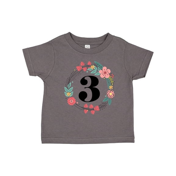 Inktastic 3rd Birthday Floral Wreath 3 Year Old Girl Girls Toddler T-Shirt