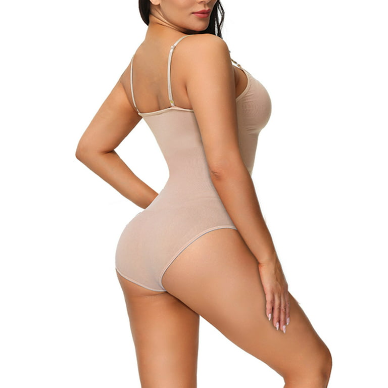 Smooth Out V Neck Spaghetti Strap Bodysuit With Open Crotch And