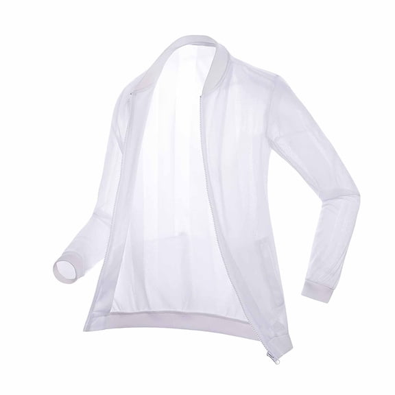 Yaoyar Sun Protection UV Jacket for Mens Zip Up Rash Guard Long Sleeve Hiking Fishing Cool Mesh Transparent Shirt Jackets