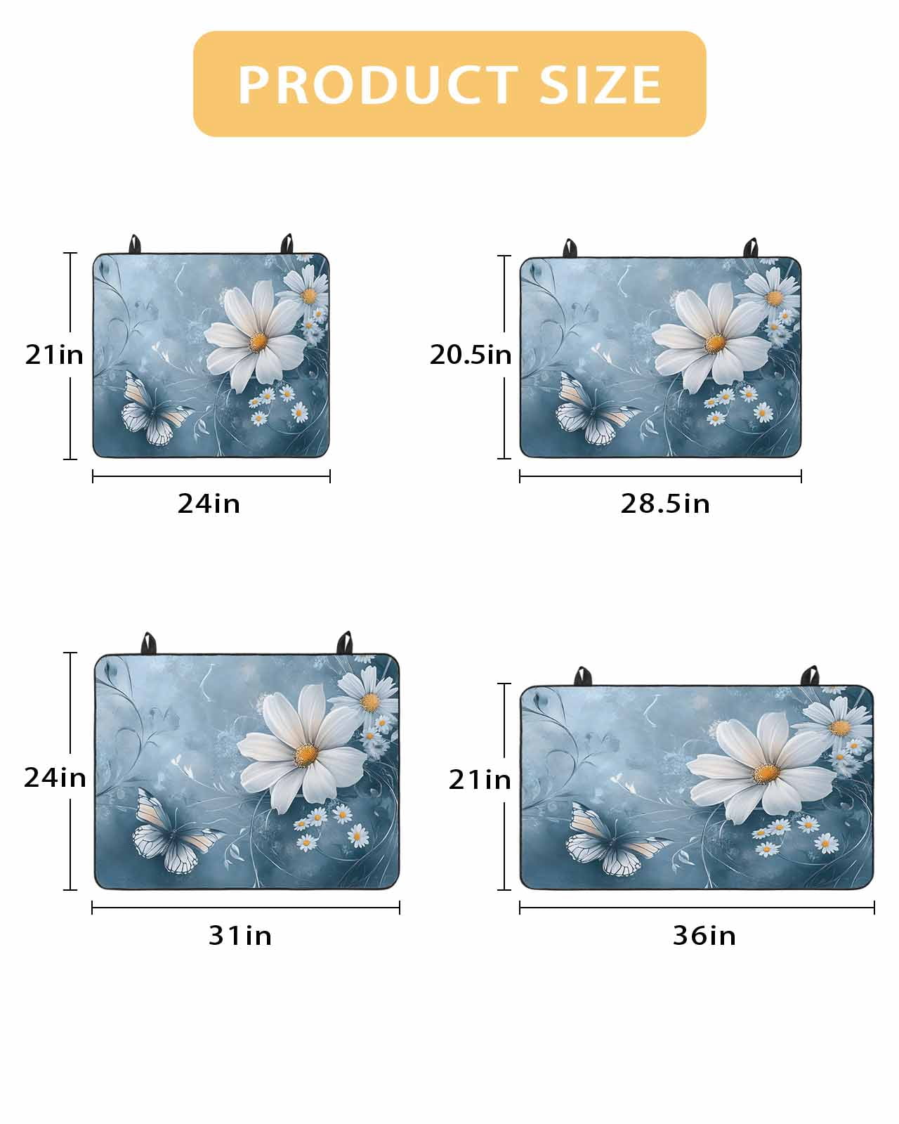 nqOlkjepod Large Induction Cooktop Protector Mat 24"x21", White Daisy Floral Stove Top Covers for Electric Stove, Farmhouse Pastoral Botanical Stove Burner Cover Mats, Glass Top Stove Cover