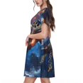thumbnail image 2 of Rocae Night Sky Turtle for Dresses Summer Casual Ruffle Short Sleeve Cute Crew Neck Flowy Dress with Pockets, 2 of 6