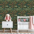 thumbnail image 3 of Sage Green Peel and Stick Wallpaper Vintage Floral Bird Rich Greens Reds Yellows Wall Mural 23.6in x 9.8ft Self Adhesive Removable Wall Paper Renter Friendly Wallpaper for Girls Bedroom, 3 of 8