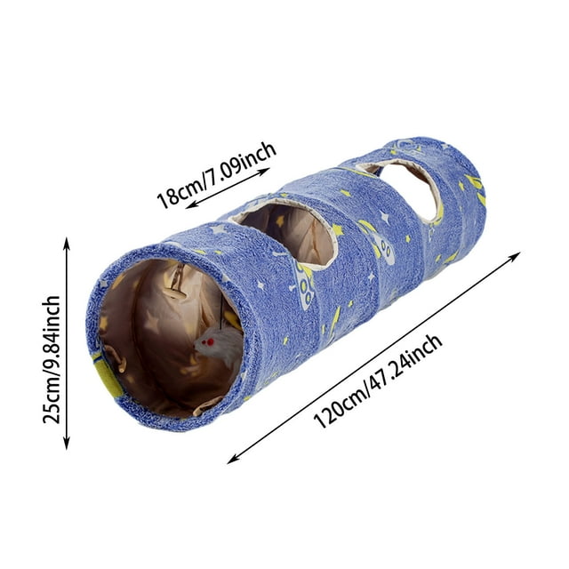 Cat Tunnel Tube With Toys Collapsible Self Luminous Photoluminescence For Small Animals Bunny Rabbits Ferrets Puppy