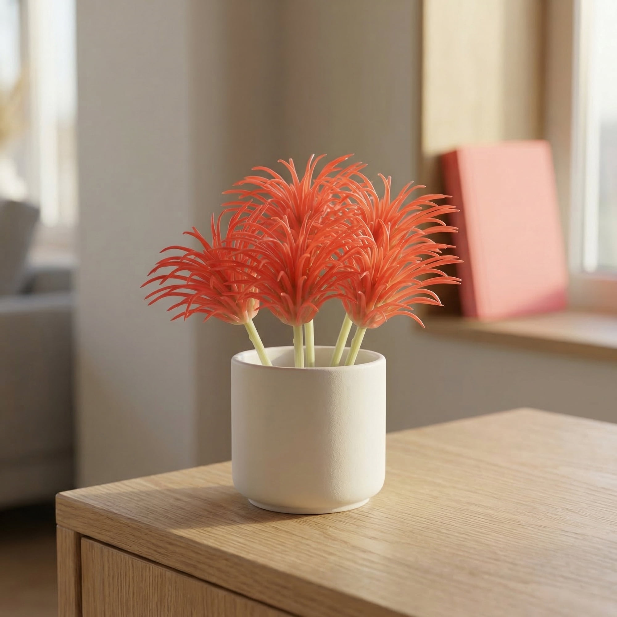 Unique Bargains 5pcs Mini Artificial Air Plants Pink 7.0"