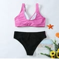 thumbnail image 4 of WOXINDA Women's Fashion Summer Two Piece Bikini Splicing Striped Swimwear Swimsuit Sunflower Swimsuit Top, 4 of 8