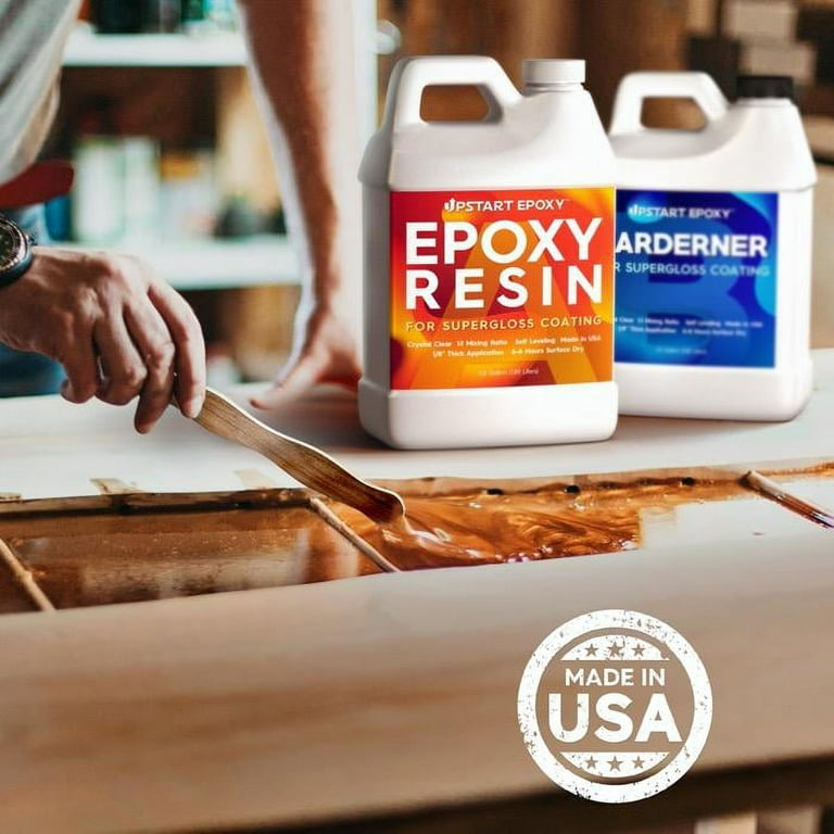 Upstart Epoxy Resin - 1 Gallon Bundle - Crystal Clear Tabletop Super Gloss  Coating No Bubbles UV Resistant Food Safe
