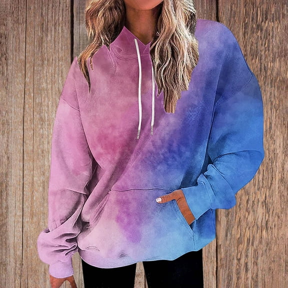 GuzomFashion Womens Oversized Pink Tie-Dye Hoodie - Soft 95% Polyester 5% Spandex, with Kangaroo Pocket & Adjustable Drawstring, Relaxed Fit, S-XXL Sizes,Size M