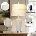 thumbnail image 6 of Cinkeda Set of 2 Dimmable Touch Control Table Lamps with USB-C & AC Outlet, 25-inch Retro Resin White Jar Lamps for Bedroom Nightstand, Living Room, 6 of 7