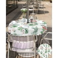 thumbnail image 3 of Summer Flamingo Outdoor Tablecloth - 60 Inch Round Dining Table Cover, Green Palm Leaf Tropical Waterproof Outdoor Table Cloth with Umbrella Hole & Zipper for Picnic/Patio/Party, 3 of 7
