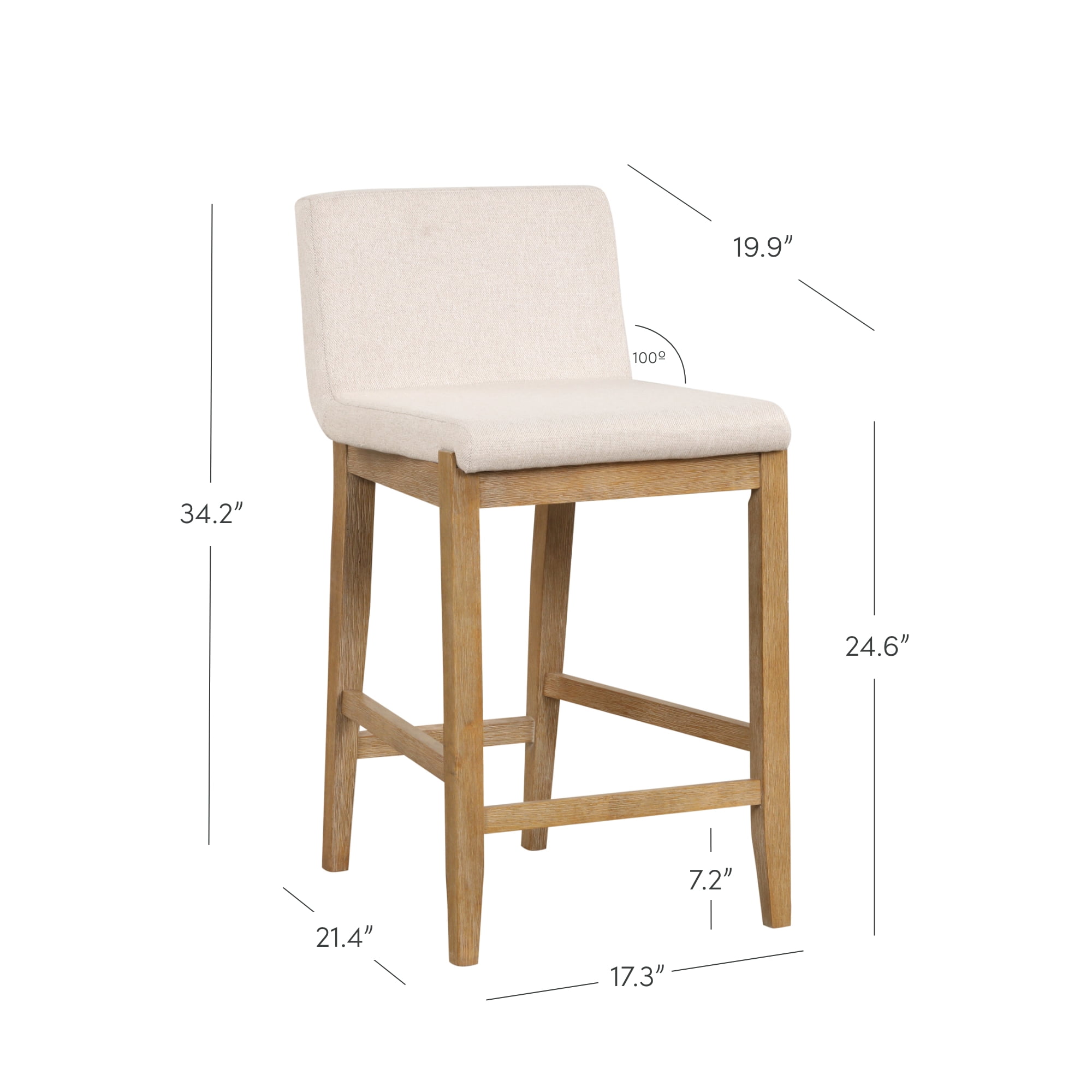 Nathan James Gracie Counter Height Upholstered Bar Stool, Natural Flax/Light Brown