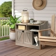 thumbnail image 6 of Front Row Cat Litter Box Furniture Enclosure, Wooden Hideaway Litterbox, Magnetic Closure with Metal Latch, Includes Cat Littler Trapping Non-Slip Mat with Scatter Control, Greige, 6 of 7