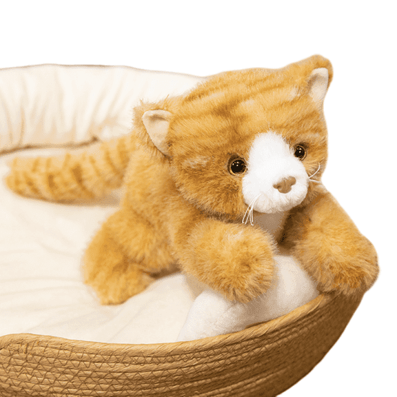 Sweet Mu Cheng - Orange Brown Grey Plush Toy Cat -11.8 '' Simulation Cat Stuffed Animal, Cute Children's Toy Doll Gift