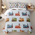 thumbnail image 2 of Castle Fairy Retro Colorful Train Twin Quilt Set,Whimsical Locomotive Twin Coverlet Set for Bedroom,Blue Green Red, 2 of 7