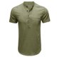 thumbnail image 5 of Camisetas Elvqul de Hombre Liso Playa Verde del Ejército Manga Corta Cuello Redondo Algodón Con Bolsillos Lino, 5 of 7