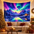 thumbnail image 3 of Aurora Borealis Over Snow-Covered Mountain Valley, Dreamy Celestial for Nature Lovers, Artistic Landscape Decor, Christmas Gift Tapestry Wall Hanging for Bedroom and Living Room, 3 of 7