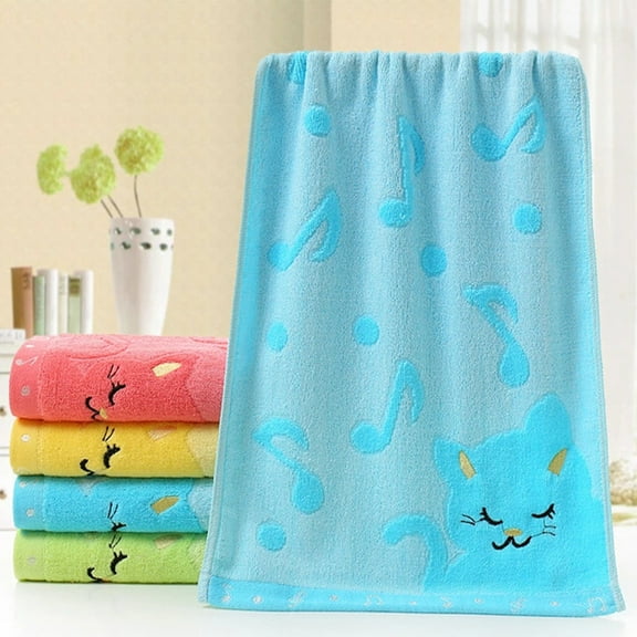AUQ 2Pcs Cotton Hand Towels,Superior Absorbency Soft Highly Absorbent Towel,Adorable Cartoon Design Soft Cotton Towel,Blue