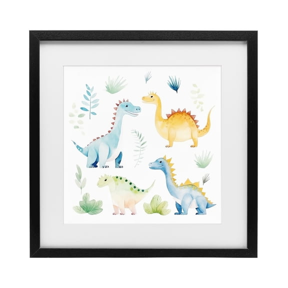 Stupell Industries Contemporary Playful Dinosaur Wonderland Black Framed Print Under Glass, 13 x 13, by Lazar Studio