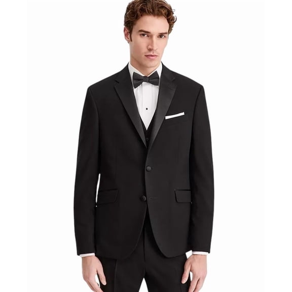 Kenneth Cole Mens Slim fit Tuxedo Jacket Blazer 46 L Black Solid