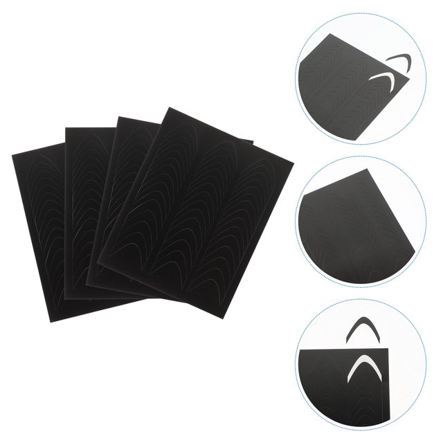NIAIZEK French Nail Guide 4Sheets Curved Line Black Paper For Professional And Home Nail Art Design