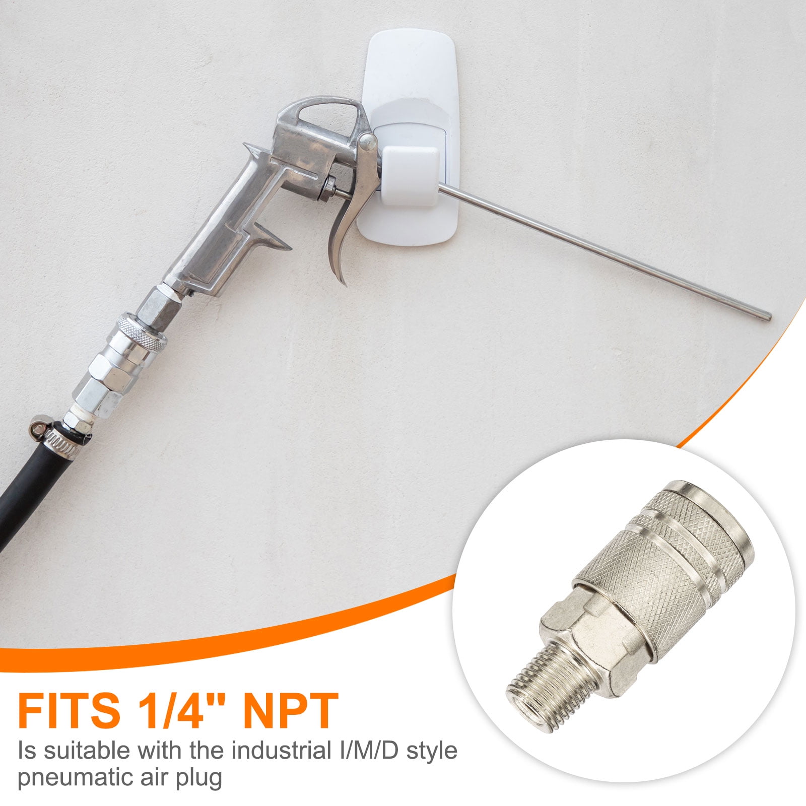 10pcs Male Industrial Coupler 1/4" NPT M Style Air Hose Fittings Quick Connector Air Coupler for Air Compressor, Silver