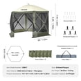 thumbnail image 4 of VEVOR Pop up Gazebo Tent, Pop-Up Screen Tent 6 Sided Canopy Sun Shelter with 6 Removable Privacy Wind Cloths & Mesh Windows, 10x10FT Quick Set Screen Tent with Mosquito Netting, Army Green, 4 of 10
