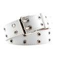 thumbnail image 1 of Cinturón punk de doble ojal para mujer y hombre, de piel sintética, con hebilla de doble punta, para vaqueros. Talla única, 1 of 6