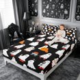 thumbnail image 2 of Erosebridal Cartoon Ghost Pumpkin Fitted Sheet Queen 3-Piece,Happy Halloween Bedding,Black White,1 Fitted Sheet and 2 Pillowcases, 2 of 6