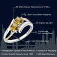 thumbnail image 2 of Gem Stone King 925 Sterling Silver and 10K Yellow Gold Yellow Citrine Ring for Women 1.47 Cttw, Round 5MM, Gemstone Birthstone (Size 7), 2 of 5