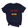 thumbnail image 4 of Nmnitkp Womens Tops We Are Spain Football Fan T-Shirt, Crew Neck Short Sleeve Casual Graphic Top, Multiple Colors Navy,2XL, 4 of 5