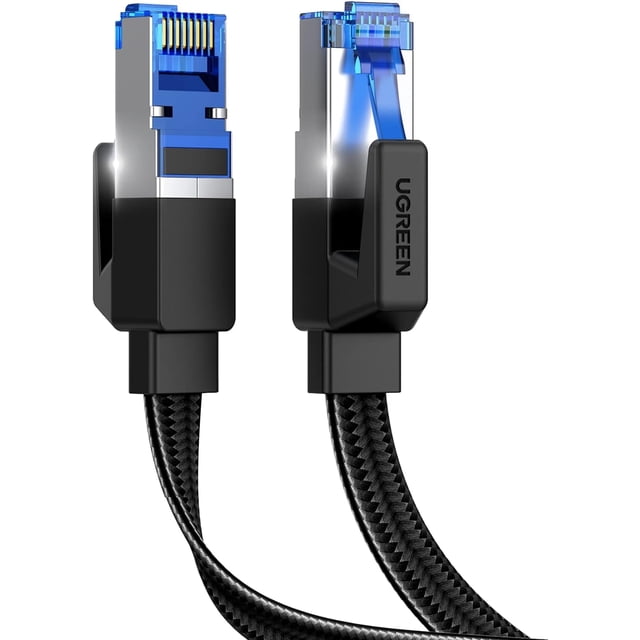 Cable Ethernet Cat 8 de 4,5 m, plano, de alta velocidad, 40 Gbps, 2000 MHz, cable de red trenzado de calibre 26 AWG, RJ45