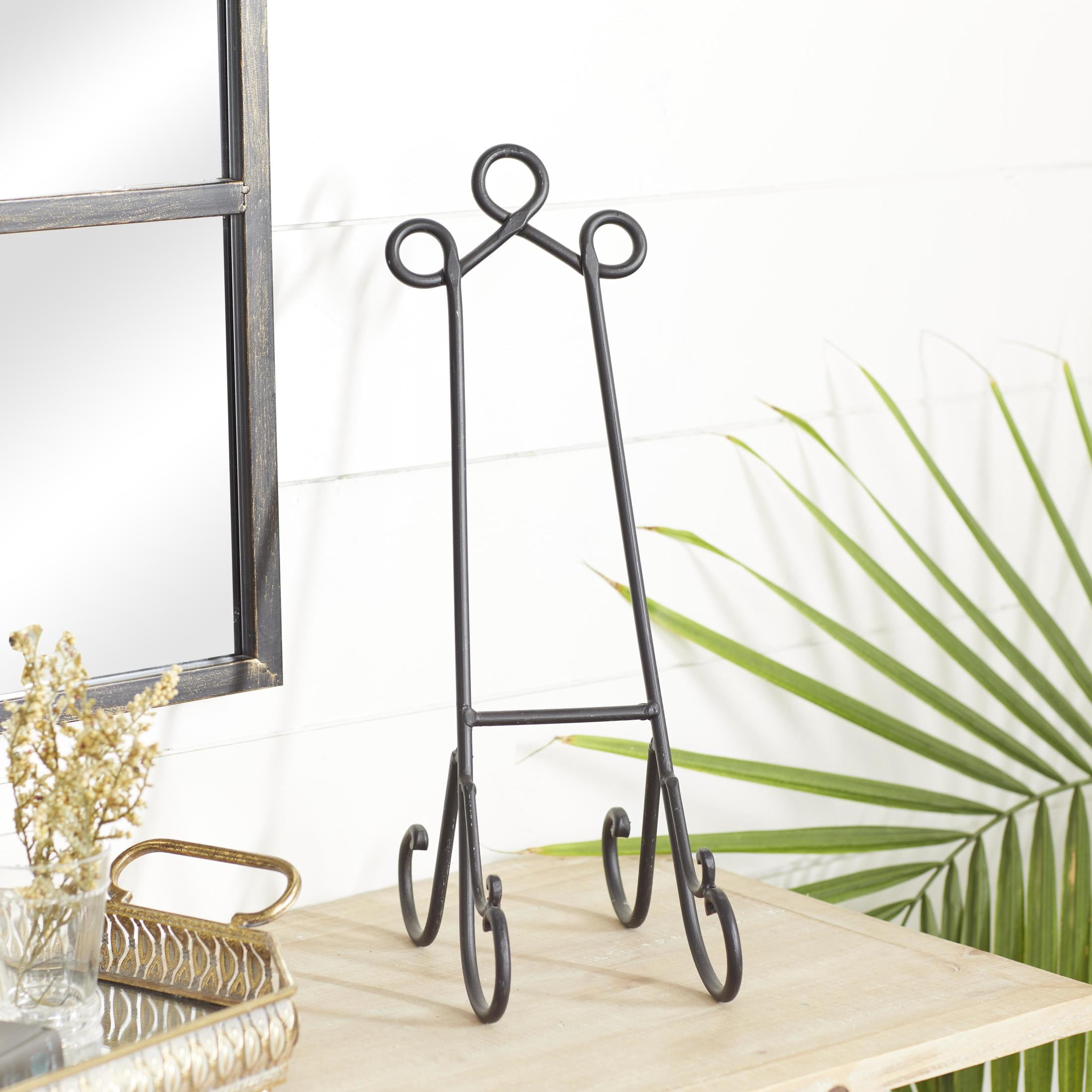DecMode 6" x 18" Black Metal Tabletop Arched Scroll Easel, 1-Piece